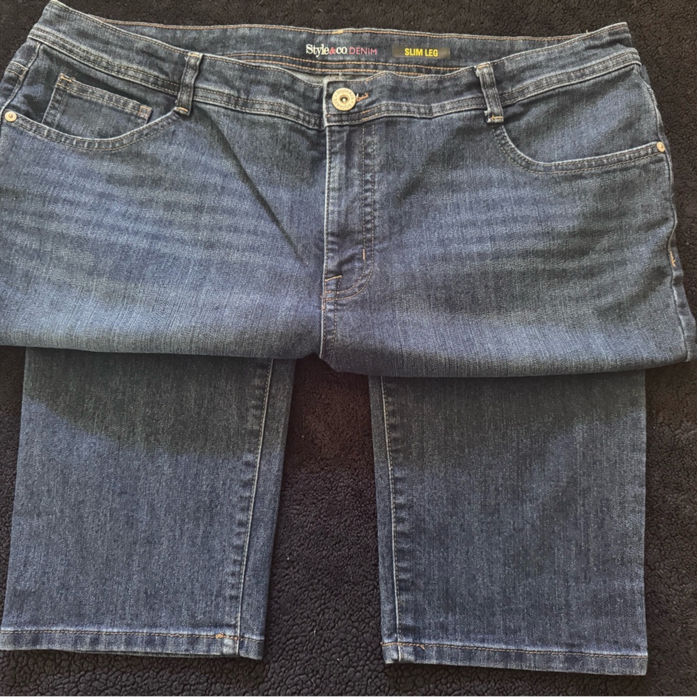 Style & Co. Straight Leg Dark Blue Jeans